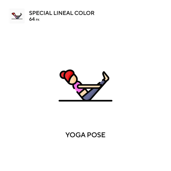 Yoga Pose Ícone Vetorial Cor Linear Especial Ícones Pose Ioga — Vetor de Stock