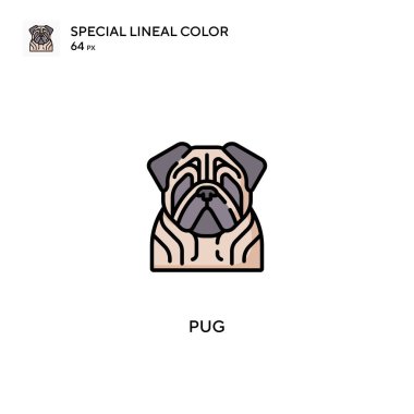 Pug Özel Lineal renk vektör simgesi. İş projeniz için pug simgeleri