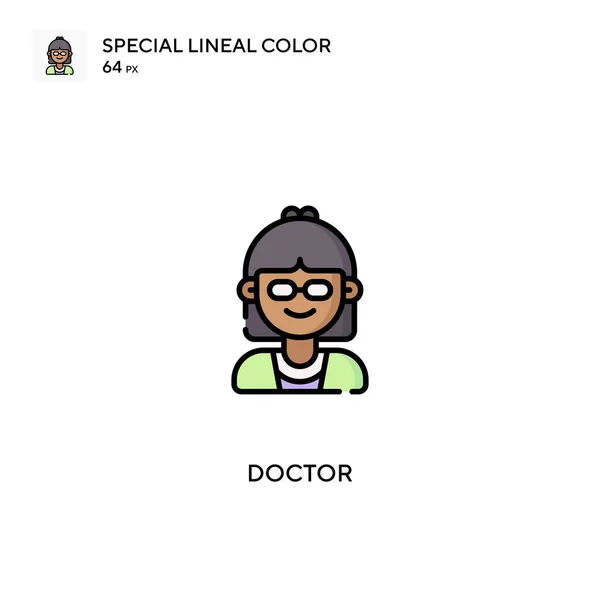 Doctor Especial Icono Vector Color Lineal Iconos Médicos Para Proyecto — Vector de stock