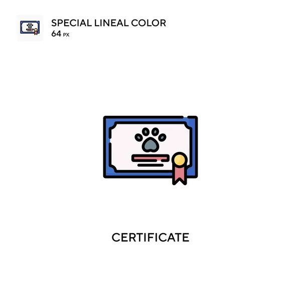 Certificat Icône Vectorielle Couleur Linéaire Spéciale Icônes Certificat Pour Votre — Image vectorielle