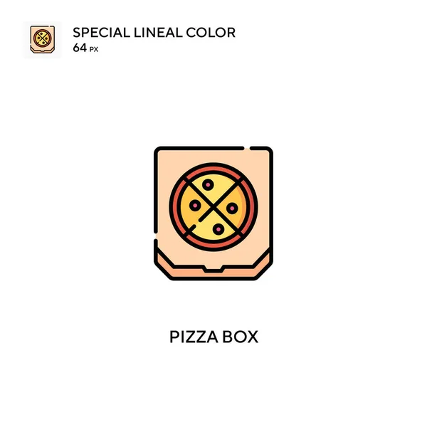 Pizzalåda Speciell Linjal Färg Vektor Ikon Pizza Box Ikoner För — Stock vektor