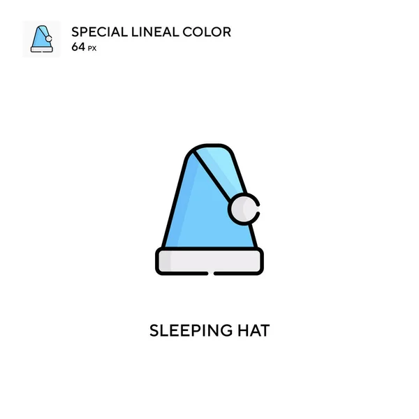 Slaapmuts Speciale Lijnkleur Vector Icoon Sleeping Hat Iconen Voor Business — Stockvector
