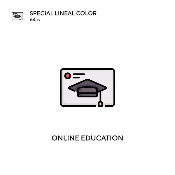 Educazione Online Speciale Icona Vettoriale Colori Lineari Icone Dell Educazione — Vettoriale Stock