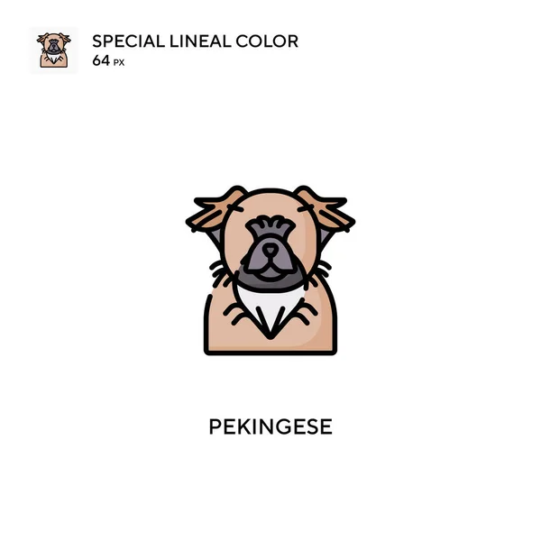 Pekingese Spécial Lineal Icône Vectorielle Couleur Icônes Pékinoises Pour Votre — Image vectorielle