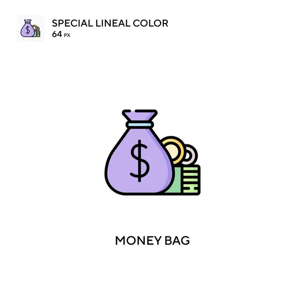 Money Bag Speciale Icona Vettoriale Colori Lineari Icone Della Borsa — Vettoriale Stock