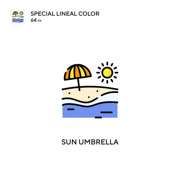 Sun Umbrella Special Lineal Color Vector Icon Sun Umbrella Icons — Stock Vector