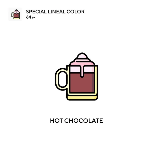 Chocolate Caliente Icono Especial Vector Color Lineal Iconos Chocolate Caliente — Vector de stock