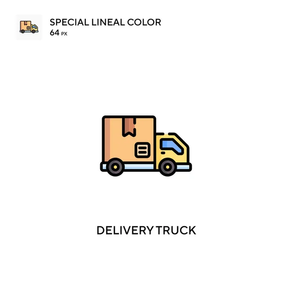 Levering Vrachtwagen Speciale Lineal Kleur Vector Icoon Levering Truck Pictogrammen — Stockvector
