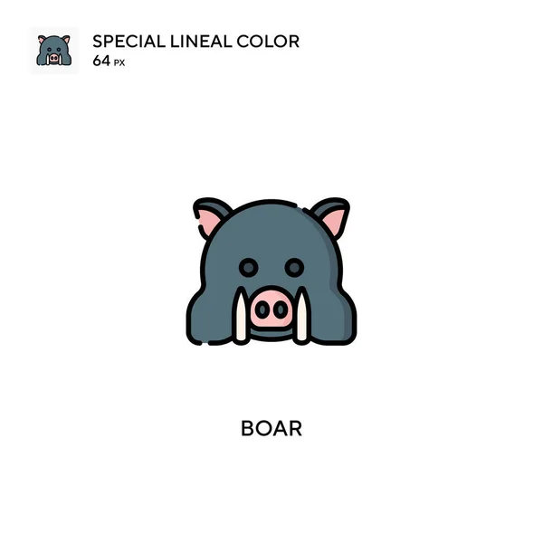 野猪特殊线形彩色矢量图标 您的商业项目的公猪图标 — 图库矢量图片