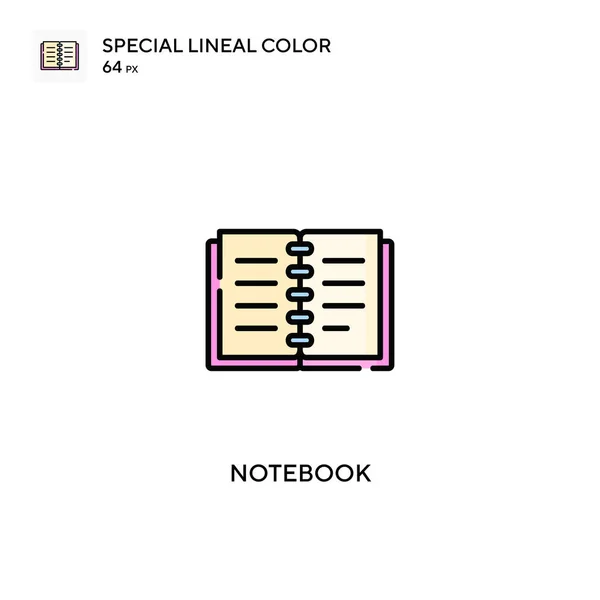 Notebook Ícone Vetorial Cor Linear Especial Ícones Caderno Para Seu —  Vetores de Stock