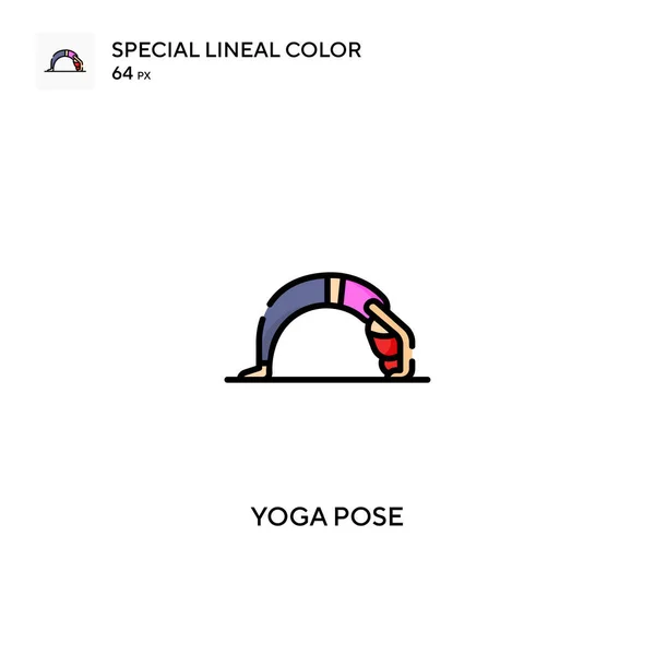 Yoga Pose Ícone Vetorial Cor Linear Especial Ícones Pose Ioga — Vetor de Stock