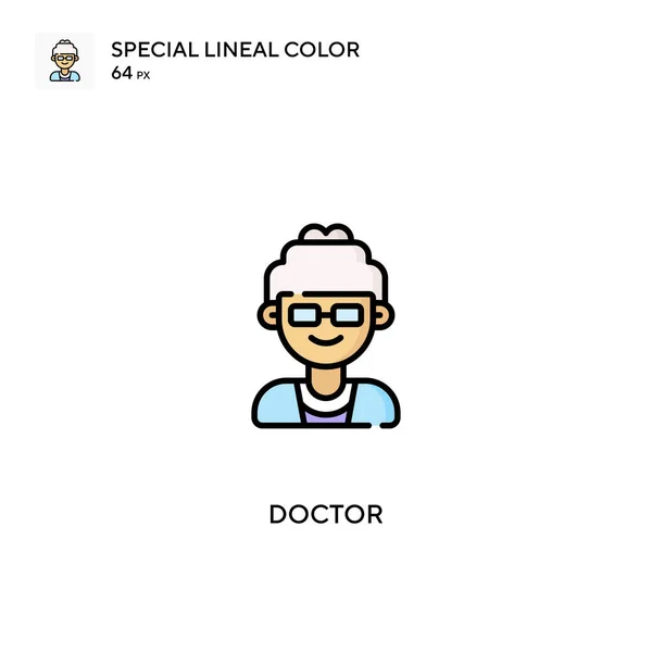 Doctor Especial Icono Vector Color Lineal Iconos Médicos Para Proyecto — Vector de stock