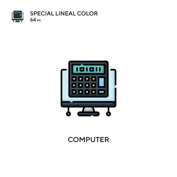 Ordenador Icono Vector Color Lineal Especial Iconos Ordenador Para Proyecto — Vector de stock