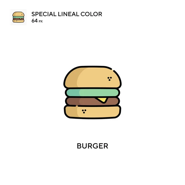 Burger Ícone Vetorial Cor Linear Especial Ícones Hambúrguer Para Seu — Vetor de Stock