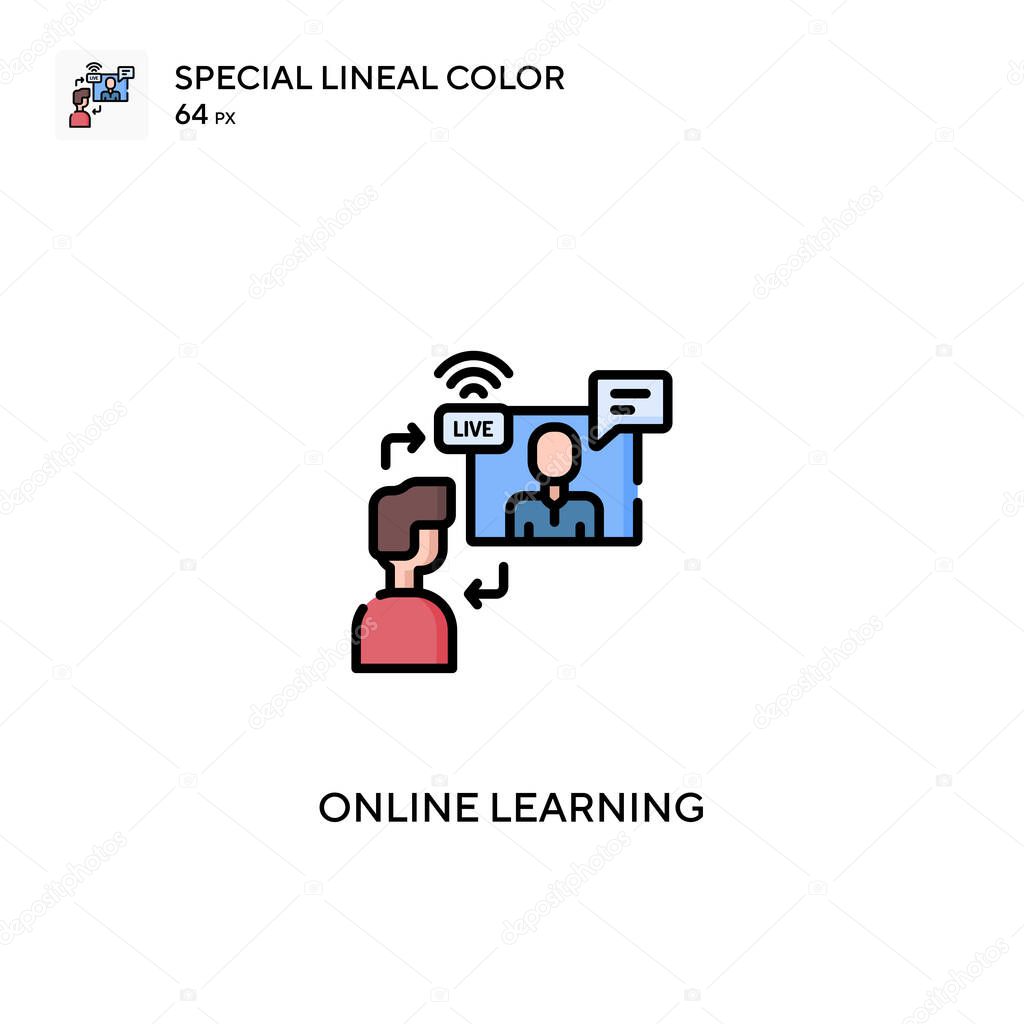Online learning Special lineal color vector icon. Online learning icons for your business project