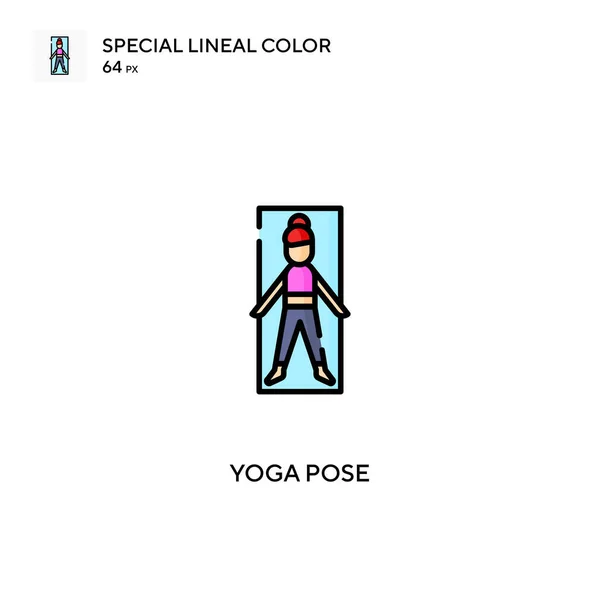 Postura Yoga Icono Vector Color Lineal Especial Iconos Postura Yoga — Vector de stock