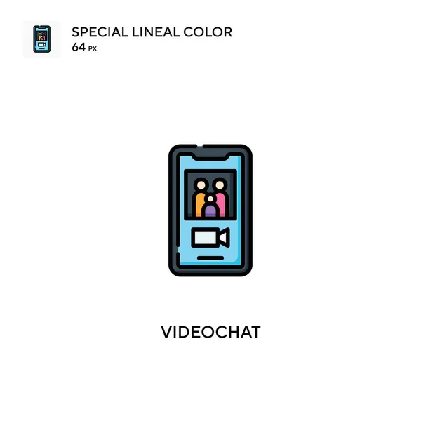 Videochat特殊線型カラーベクトルアイコン ビジネスプロジェクトのビデオチャットアイコン — ストックベクタ