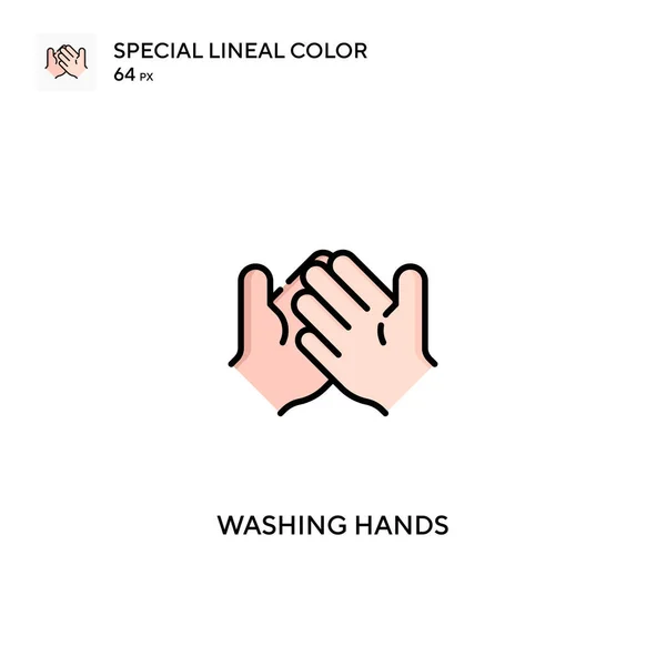 Washing Hands Special Lineal Color Vector Icon Washing Hands Icons — Stock Vector