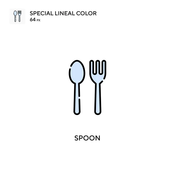 Spoon Icono Especial Vector Color Lineal Iconos Cuchara Para Proyecto — Vector de stock