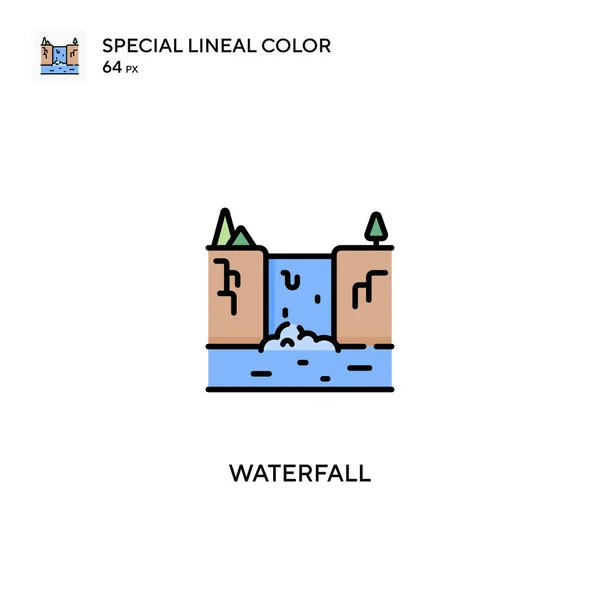 Waterfall Special Lineal Color Vector Icon Waterfall Icons Your Business — Stock Vector