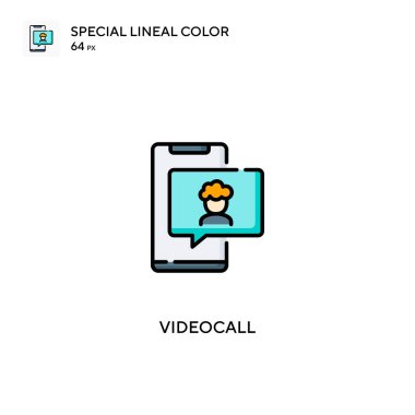Video çağrısı Özel doğrusal renk vektörü simgesi. İş projeniz için video çağrı simgeleri