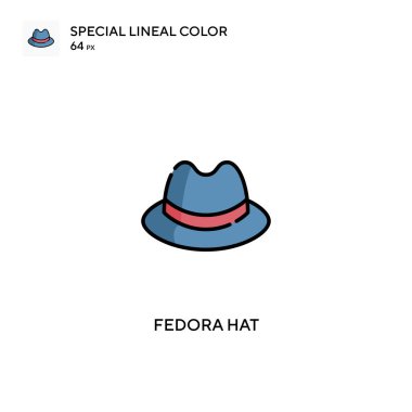 Fedora şapkası özel doğrusal renk vektör simgesi. İş projeniz için Fedora şapka simgeleri