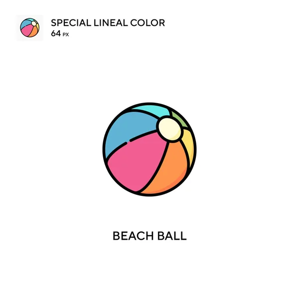 Μπάλα Παραλίας Ειδική Γραμμή Χρώμα Διάνυσμα Εικονίδιο Παραλία Εικονίδια Μπάλα — Διανυσματικό Αρχείο