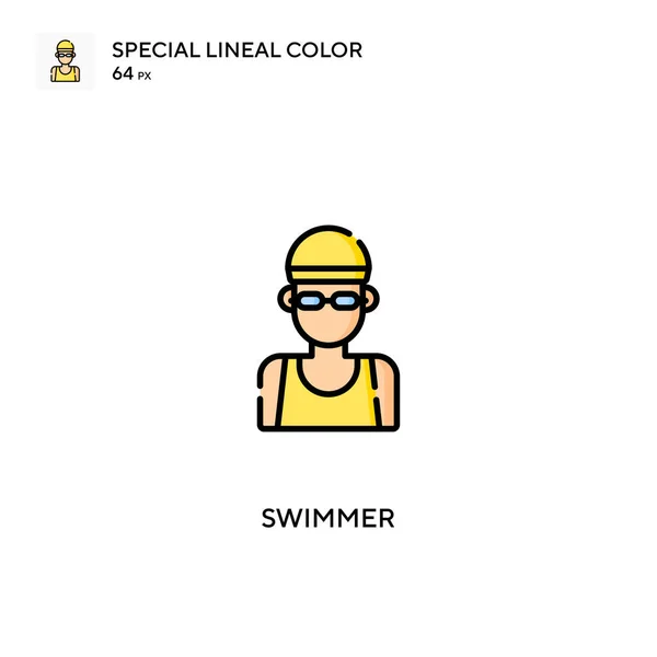 Yüzücü Özel Doğrusal Renk Vektörü Simgesi Projeniz Için Yüzücü Simgeleri — Stok Vektör