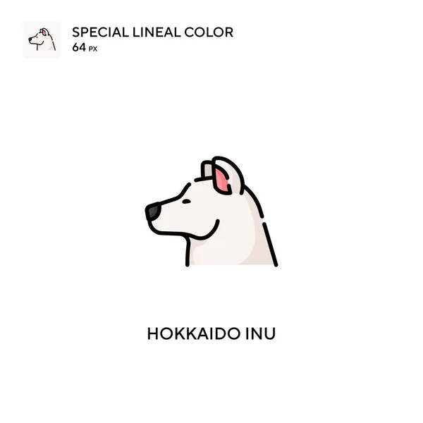 Hokkaido Inu Spezielles Lineares Farbvektorsymbol Hokkaido Inu Symbole Für Ihr — Stockvektor