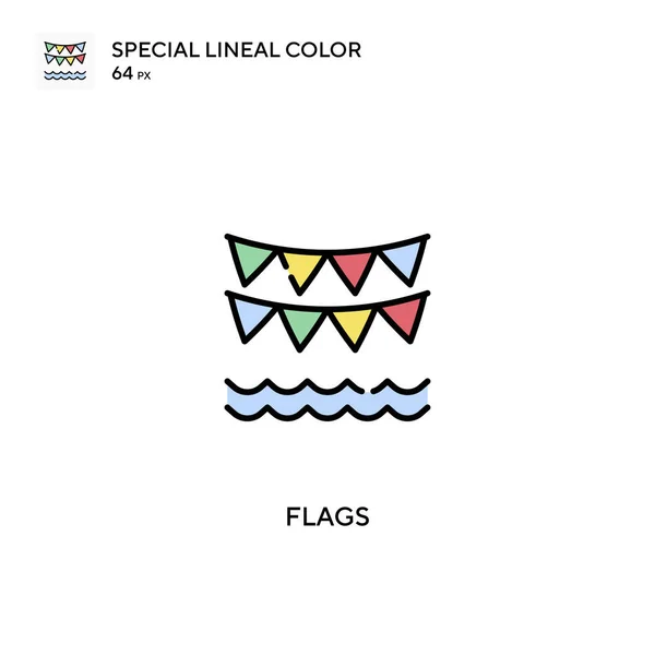 Bandeiras Ícone Vetorial Cores Linear Especial Ícones Bandeiras Para Seu — Vetor de Stock