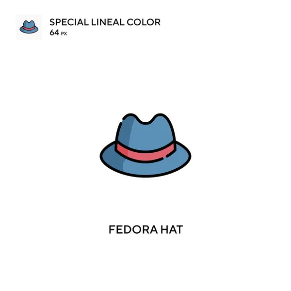 Sombrero Fedora Icono Especial Vector Color Lineal Iconos Sombrero Fedora — Vector de stock