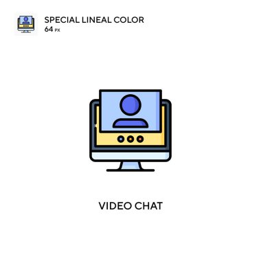 Görüntülü sohbet özel doğrusal renk vektörü simgesi. İş projeniz için görüntülü sohbet simgeleri