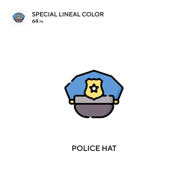 Полицейская Шляпа Специальный Линейный Вектор Цвета Значок Значки Полицейской Шляпы — стоковый вектор