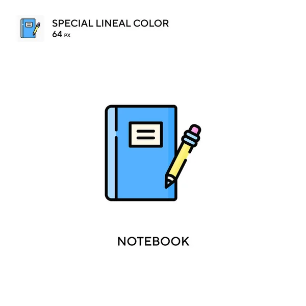 Cuaderno Icono Especial Vector Color Lineal Iconos Cuaderno Para Proyecto — Vector de stock