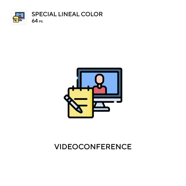 비디오 콘퍼런스 스페셜 라이얼 아이콘 비즈니스 프로젝트용 비디오 콘퍼런스 아이콘 — 스톡 벡터