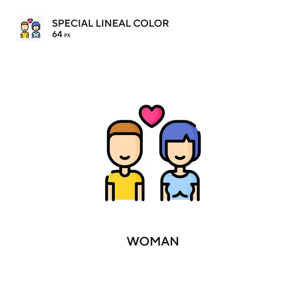 Kvinna Special Linjal Färg Vektor Ikon Kvinnliga Ikoner För Ditt — Stock vektor