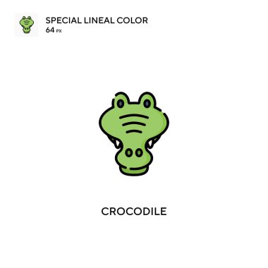 Timsah özel doğrusal renk vektör simgesi. İş projeniz için timsah simgeleri