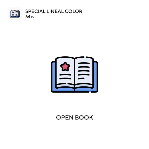 Buka Buku Ikon Vektor Warna Lineal Khusus Buka Ikon Buku - Stok Vektor