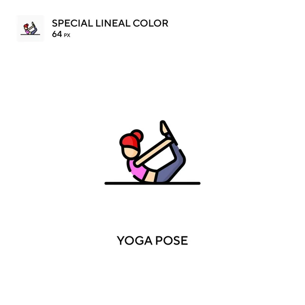 Yoga Pose Särskild Linjal Färg Vektor Ikon Yoga Pose Ikoner — Stock vektor