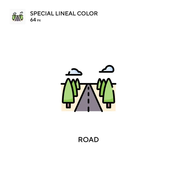 Road Spezielles Lineares Farbvektorsymbol Straßensymbole Für Ihr Geschäftsprojekt — Stockvektor
