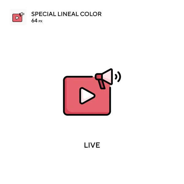 Live Special Lineal Χρώμα Διάνυσμα Εικονίδιο Ζωντανές Εικόνες Για Την — Διανυσματικό Αρχείο