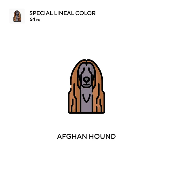 Chien Afghan Icône Vectorielle Couleur Linéaire Spéciale Des Icônes Afghanes — Image vectorielle