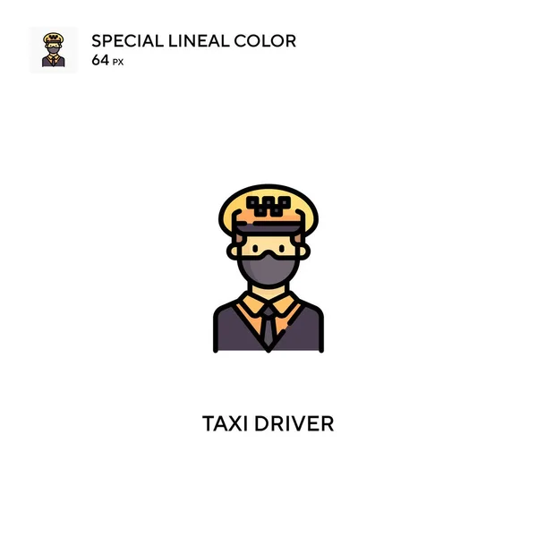 Taxi Driver Speciale Lijnkleur Vector Icoon Taxi Driver Iconen Voor — Stockvector