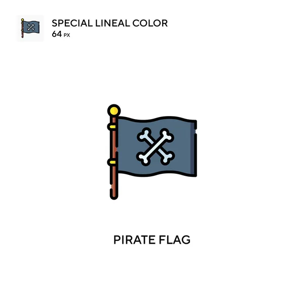 海賊フラグ特殊線型カラーベクトルアイコン あなたのビジネスプロジェクトの海賊旗のアイコン — ストックベクタ