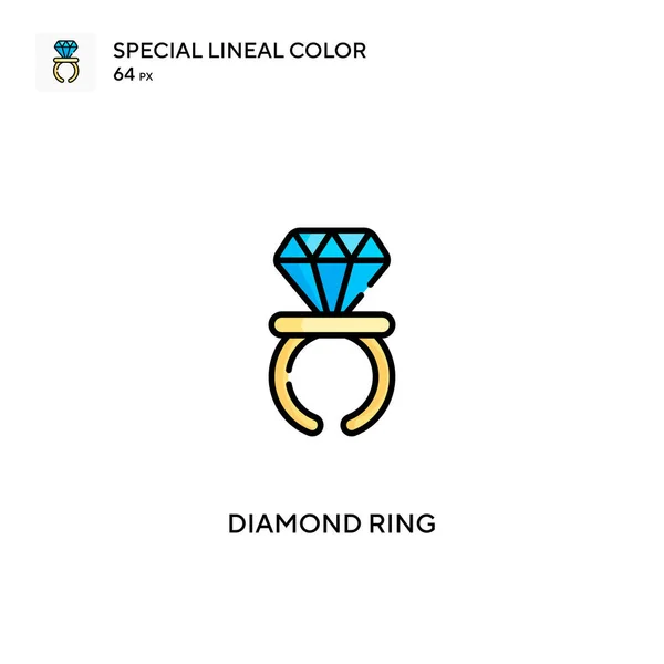 Anillo Diamante Icono Especial Vector Color Lineal Iconos Anillo Diamante — Archivo Imágenes Vectoriales