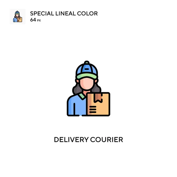 快递员特殊线形彩色矢量图标 为您的商业项目提供快递服务图标 — 图库矢量图片