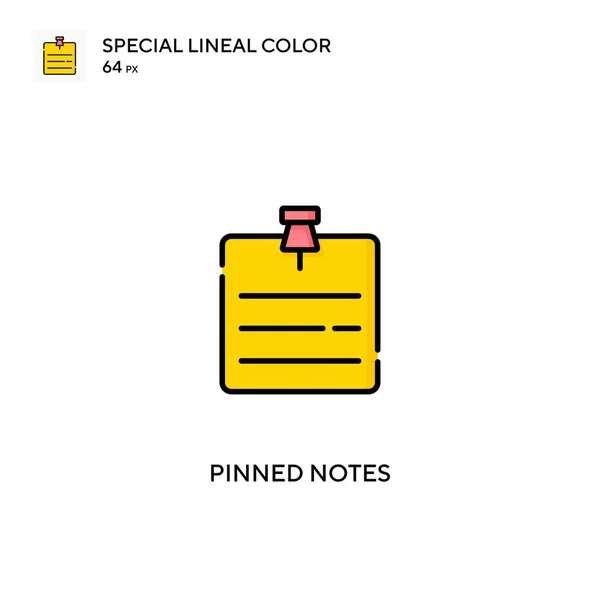 ピン留めされたノート特殊線型カラーベクトルアイコン ビジネスプロジェクトのピン留めされたノートアイコン — ストックベクタ