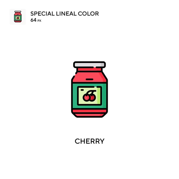 Cherry Especial Icono Vector Color Lineal Iconos Cereza Para Proyecto — Vector de stock