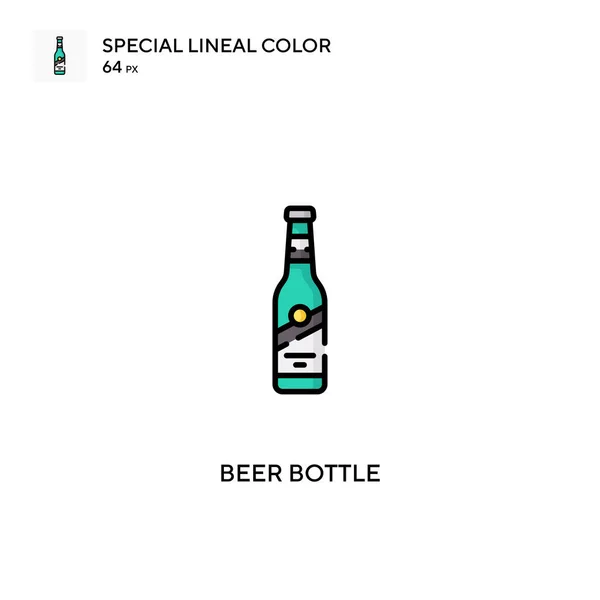 Бутылка Пива Специальная Линейная Иконка Вектора Цвета Иконки Бутылок Пива — стоковый вектор