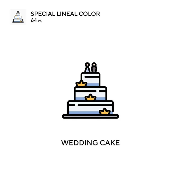 Esküvői Torta Különleges Lineáris Szín Vektor Ikon Esküvői Torta Ikonok — Stock Vector